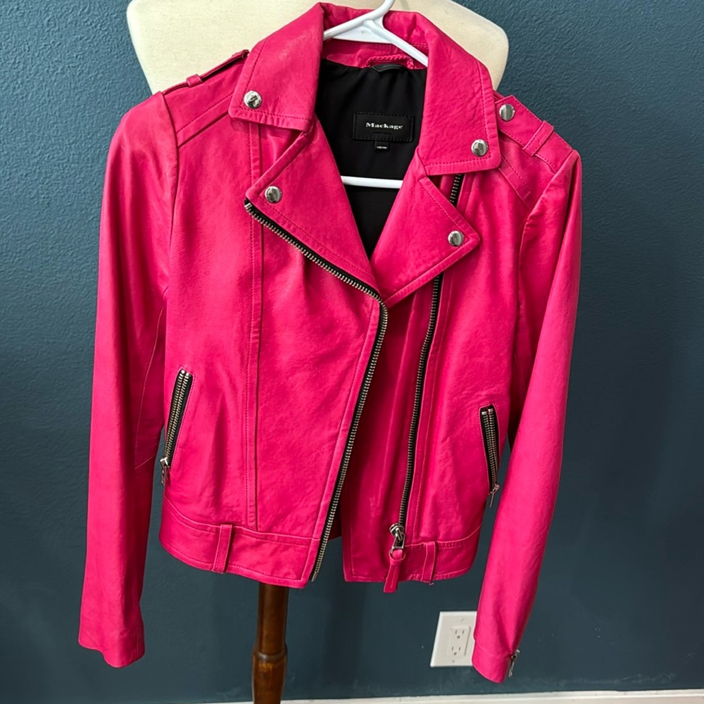Mackage pink leather jacket
